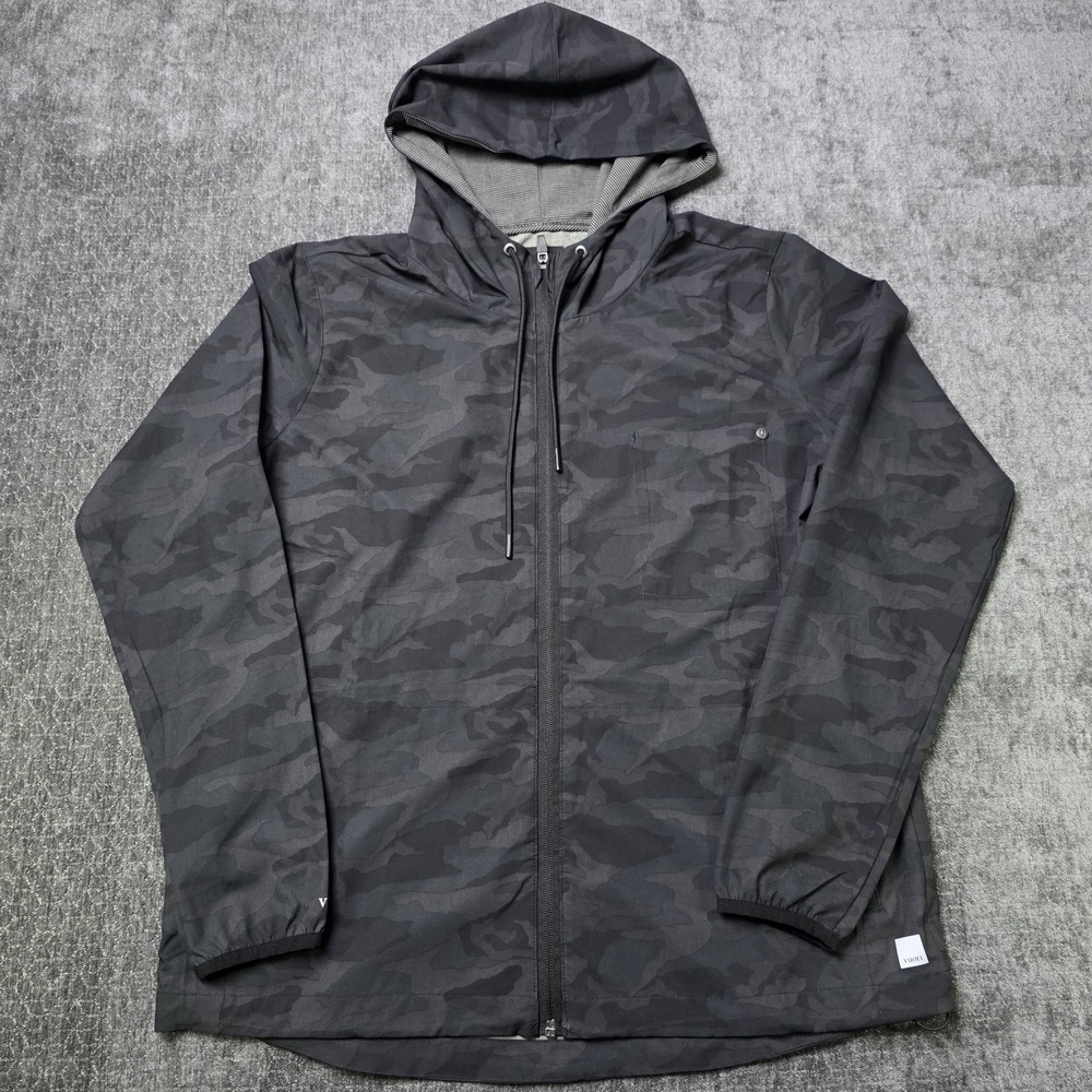 Vuori Trainer Shell Jacket Womens Large Black Camo Hooded Full Zip VW501 L NWOT